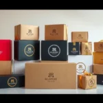 A collection of elegantly designed, custom-printed cardboard boxes in various sizes and finishes, illustrating the premium quality and branding potential discussed in the article about custom box printing in Dubai.