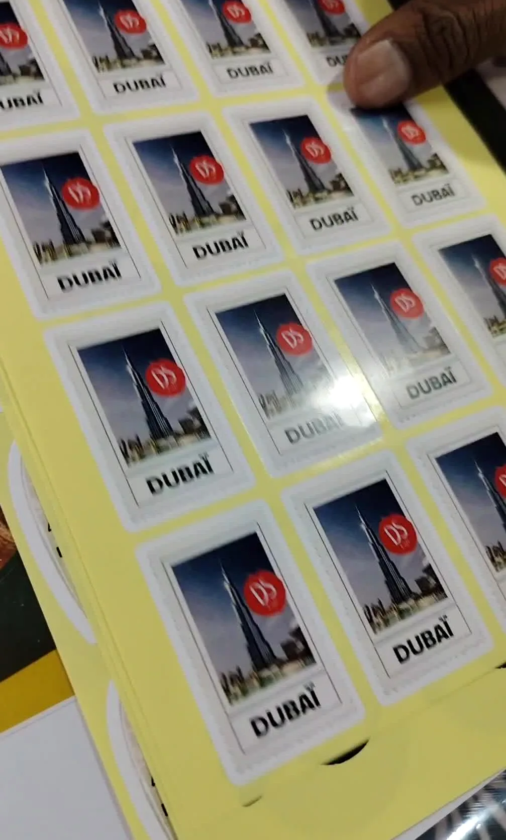 Multi-type sticker sample sheet