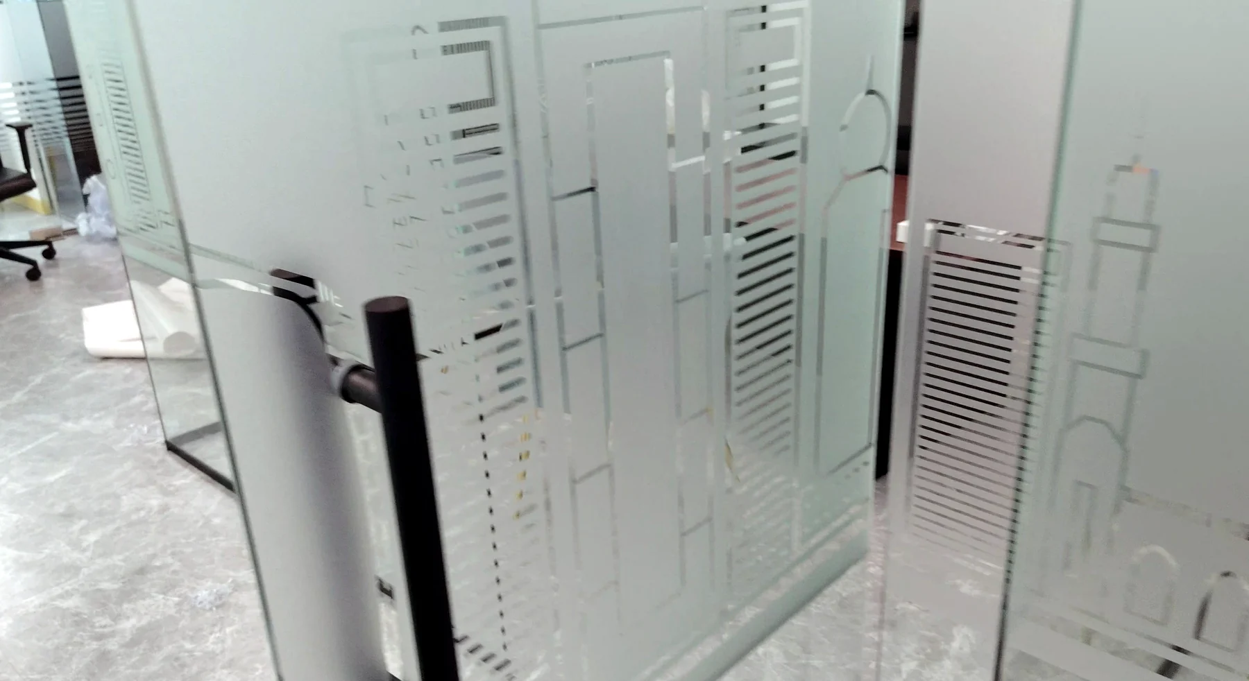 Finished office skyline glass graphics
